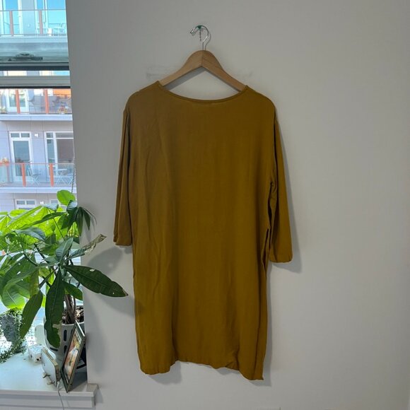 Black Crane Mustard Yellow Lagenlook Long Sleeve Dress Size Small - Picture 7 of 7